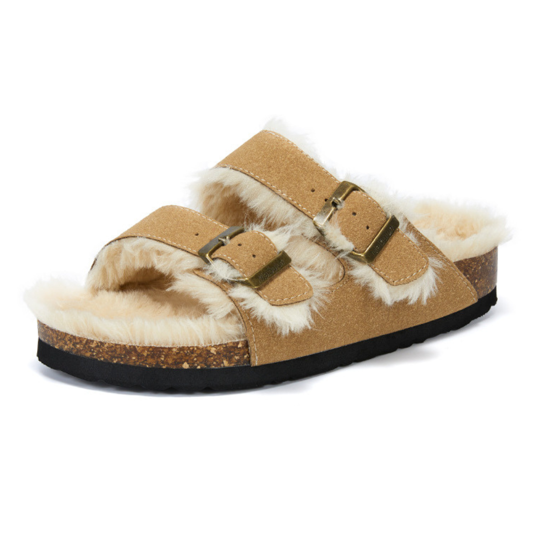 Sandália Birken Fleece - Marrom Claro