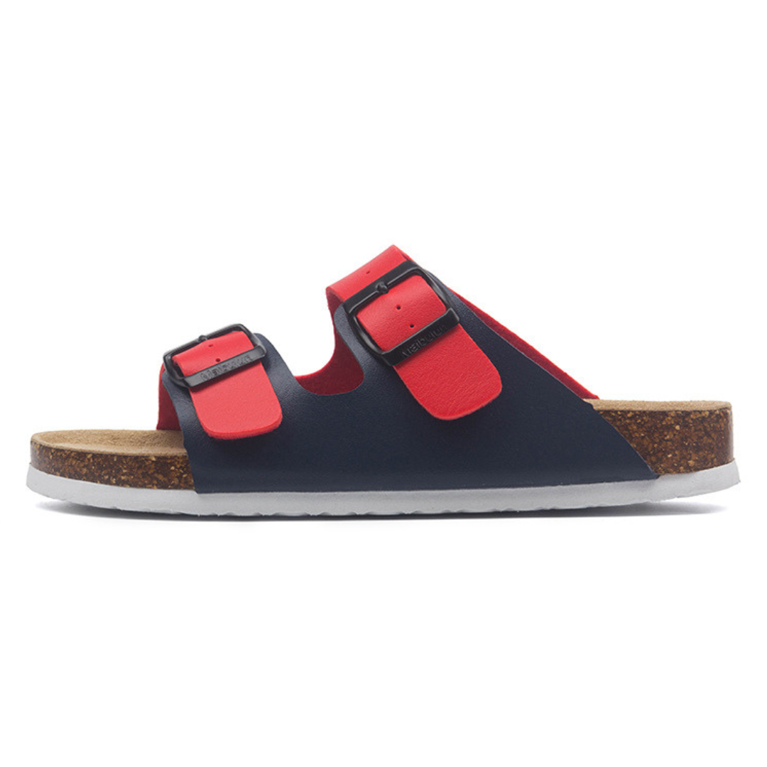 Sandália Birken Maibulun Couro - Azul e Vermelho