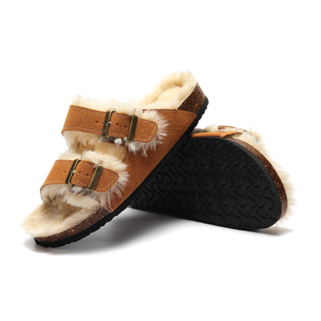 Sandália Birken Fleece - Caramelo