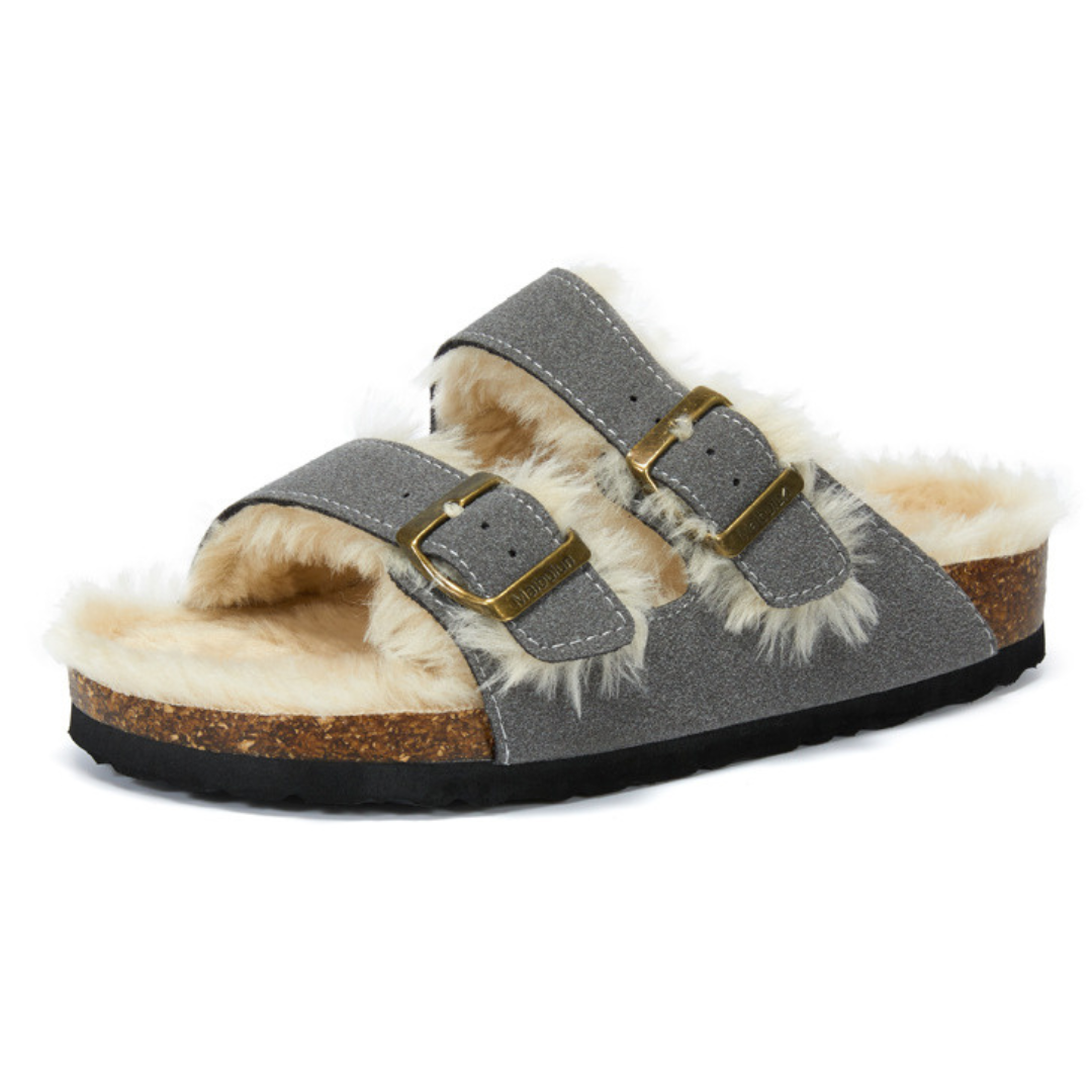 ぶんぶん Sandália Birken Fleece - Cinza