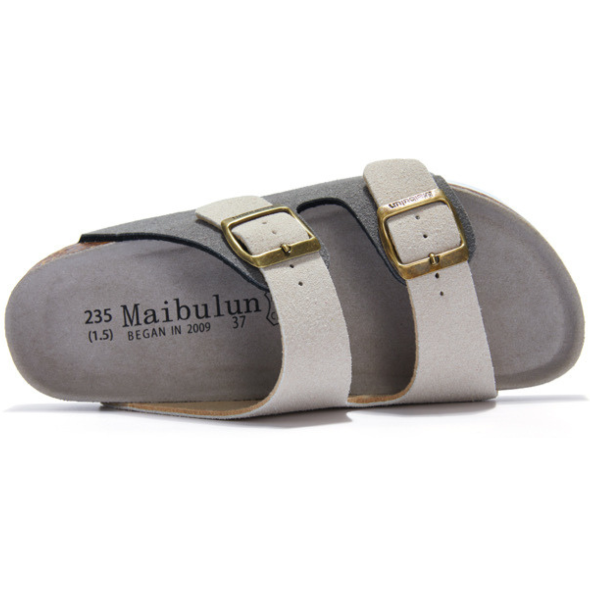 Sandália Birken Maibulun Camurça - Creme e Cinza