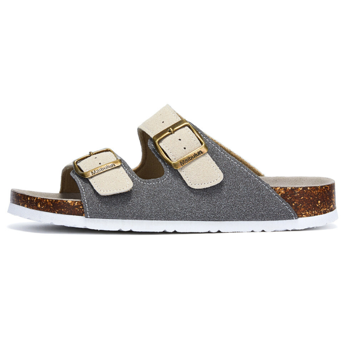 Sandália Birken Maibulun Camurça - Creme e Cinza