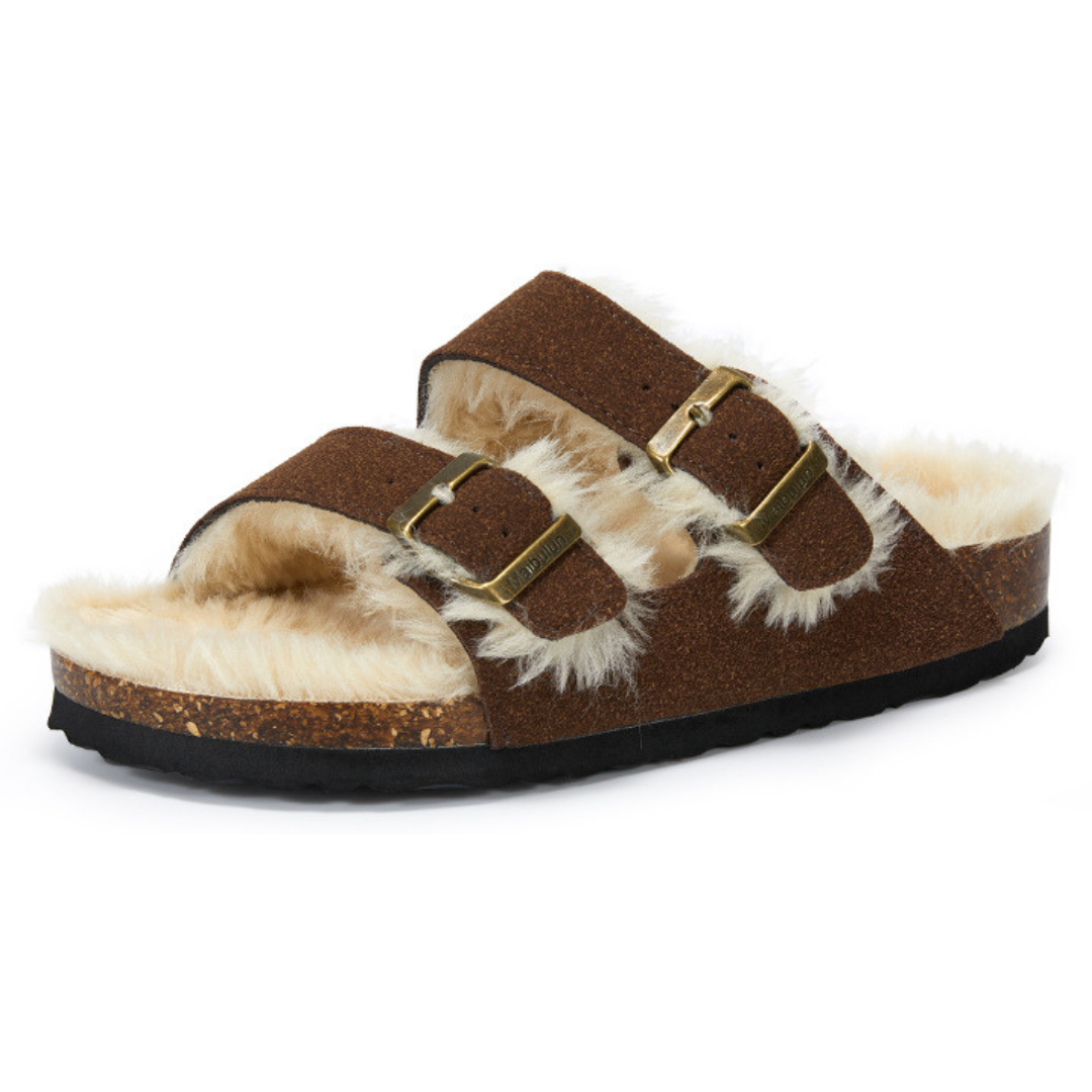 Sandália Birken Fleece - Marrom Escuro