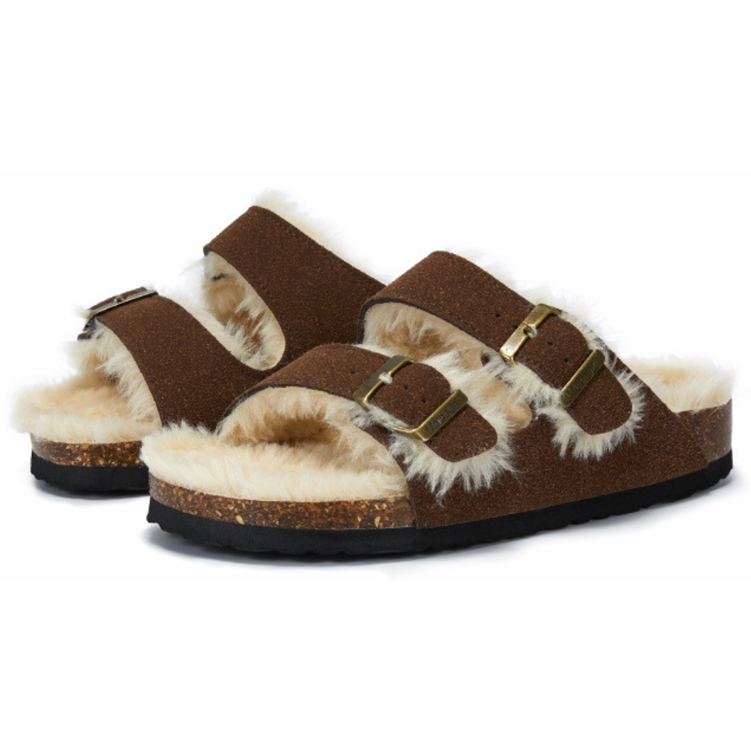 Sandália Birken Fleece - Marrom Escuro