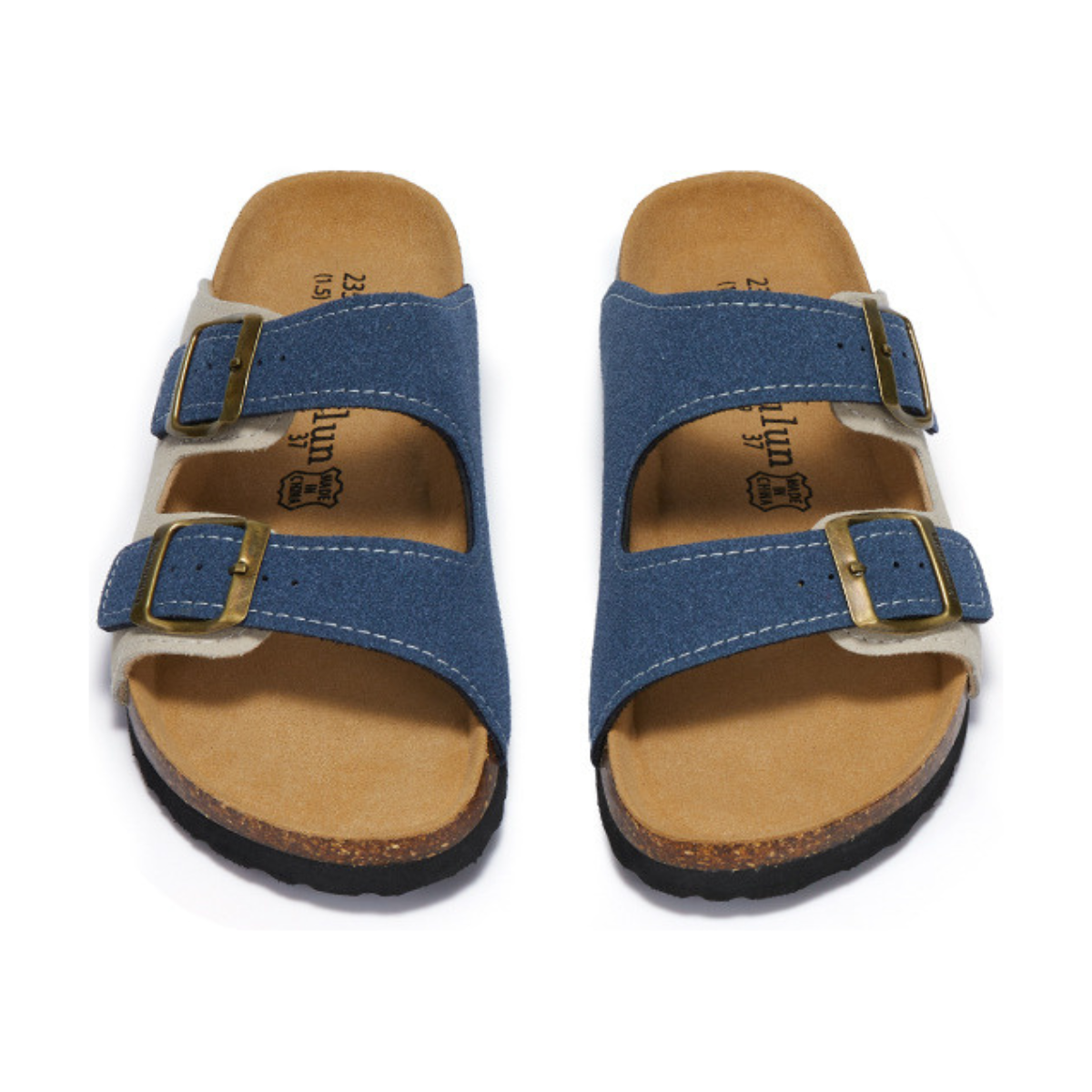 Sandália Birken Maibulun Camurça - Creme e Azul
