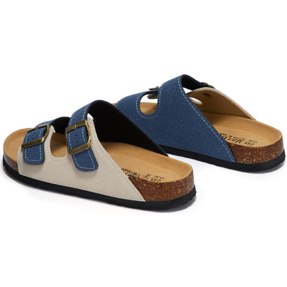 Sandália Birken Maibulun Camurça - Creme e Azul
