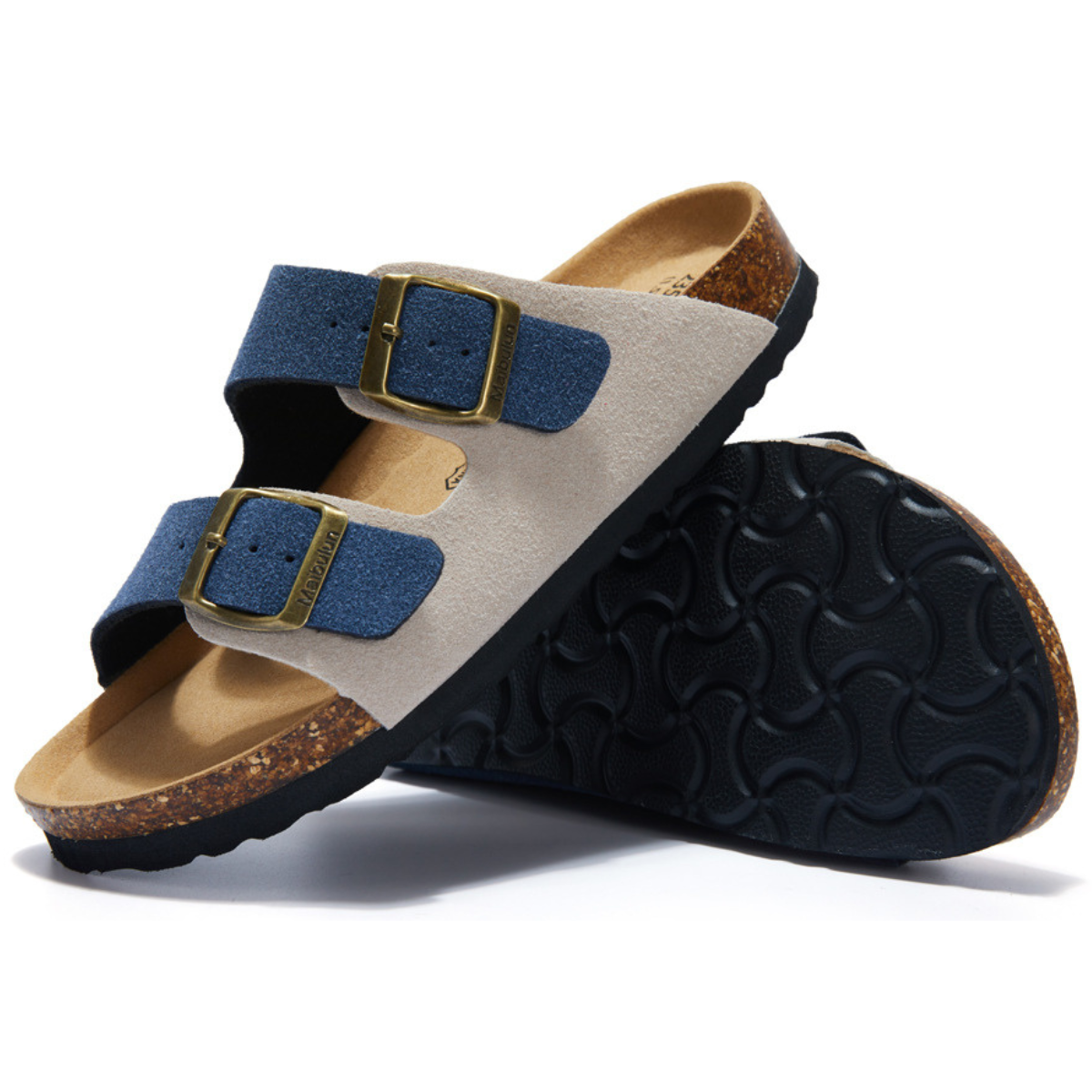 Sandália Birken Maibulun Camurça - Creme e Azul