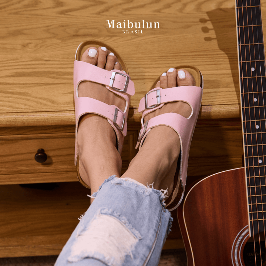 Sandália Birken Maibulun Couro - Rosa
