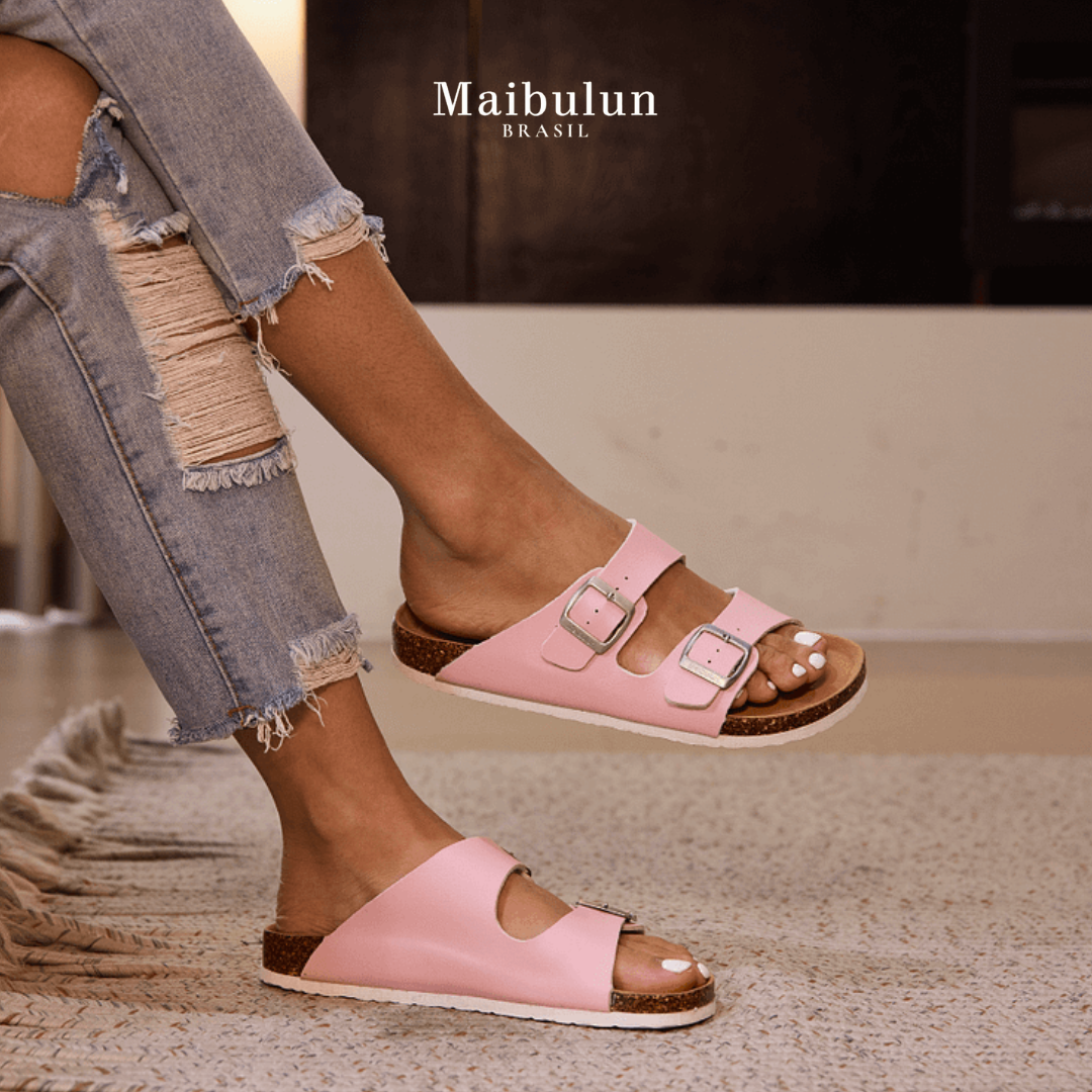 Sandália Birken Maibulun Couro - Rosa