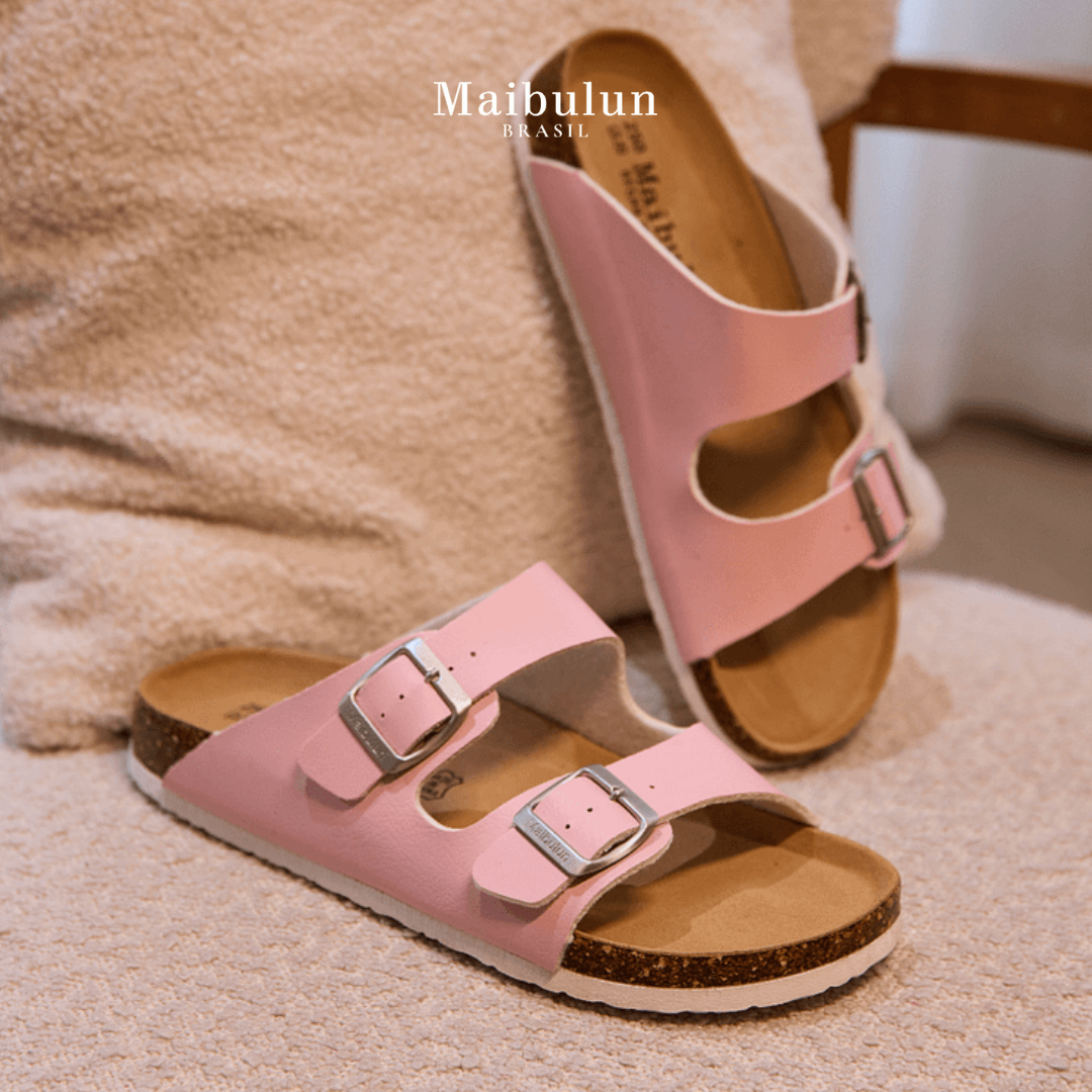 Sandália Birken Maibulun Couro - Rosa