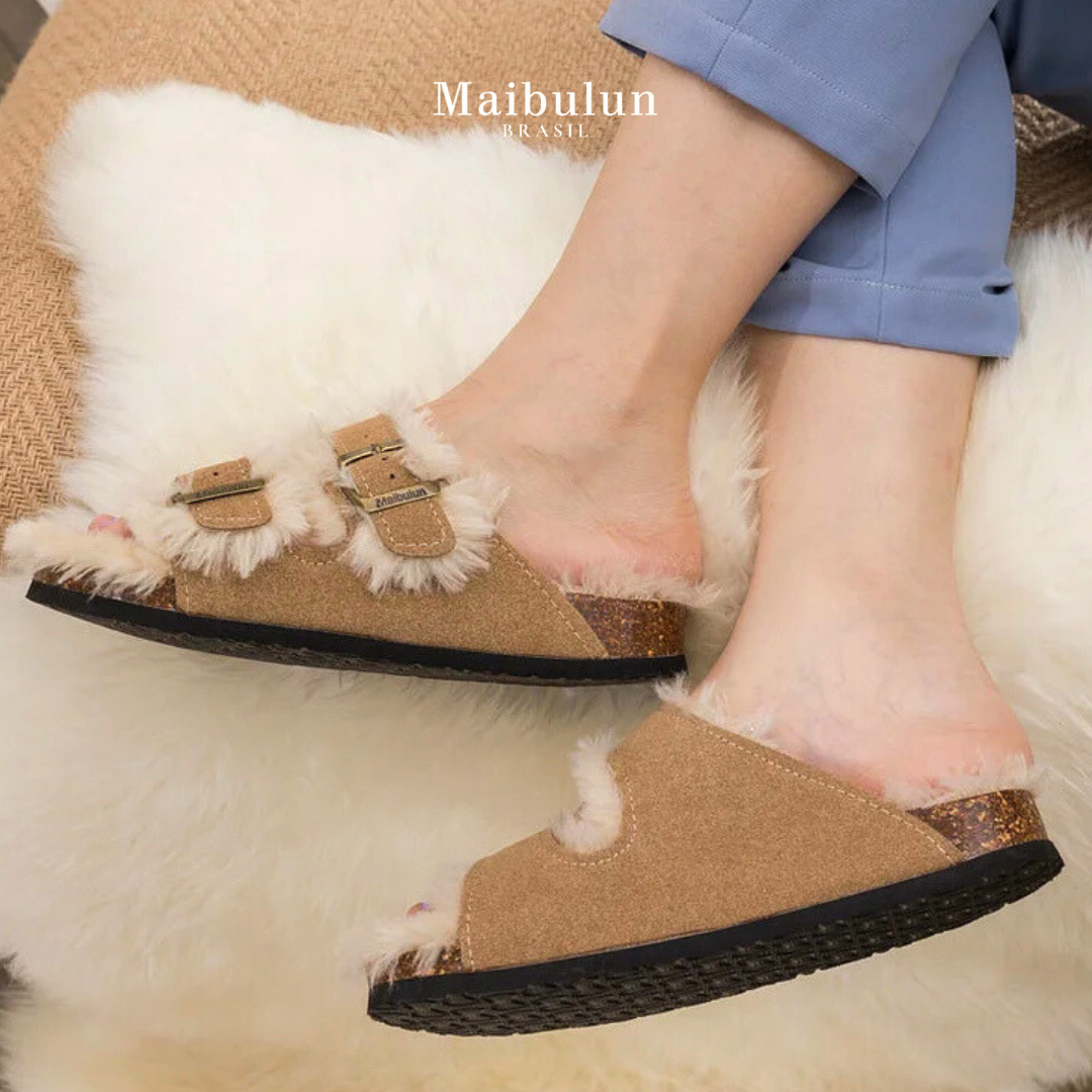 Sandália Birken Fleece - Areia