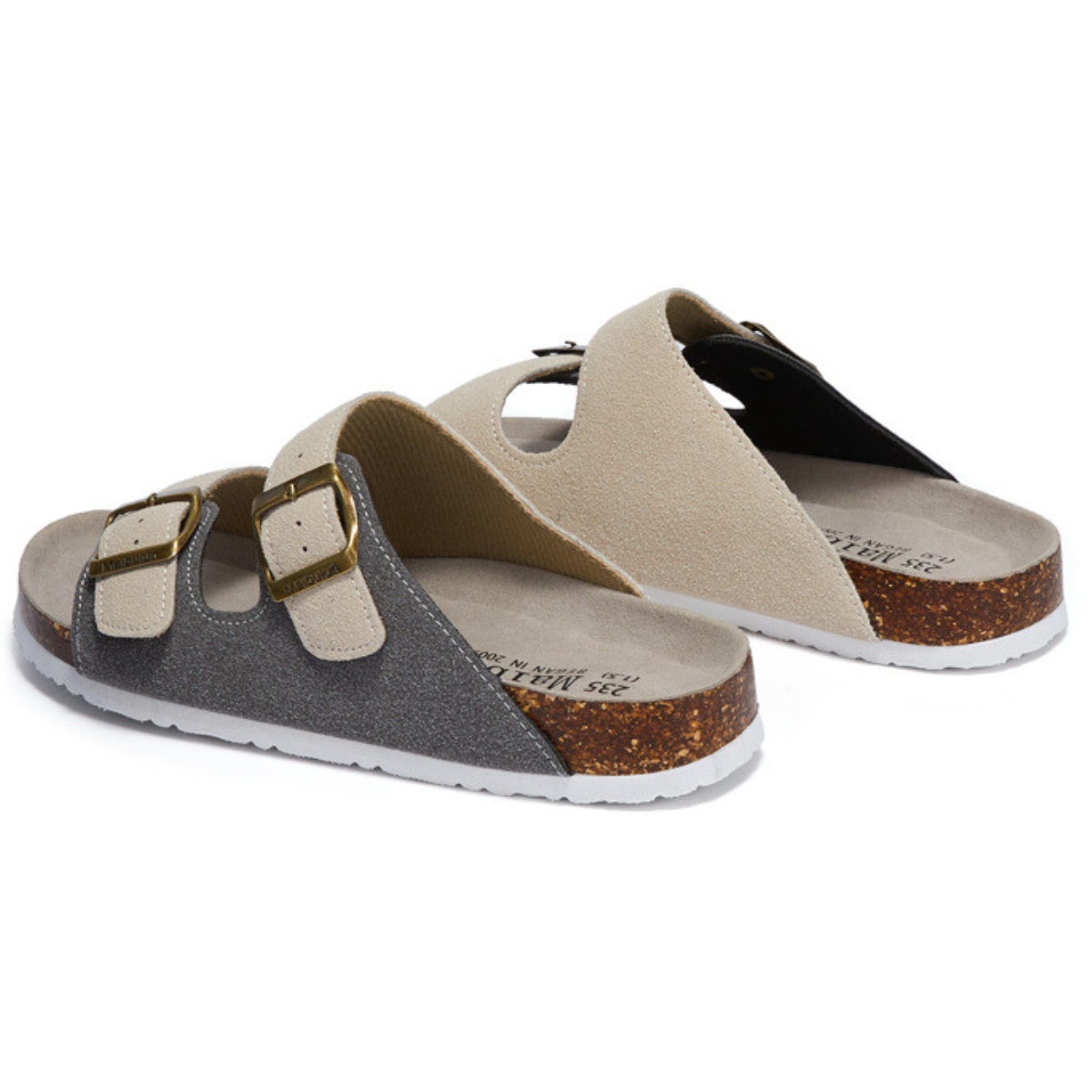 Sandália Birken Maibulun Camurça - Creme e Cinza