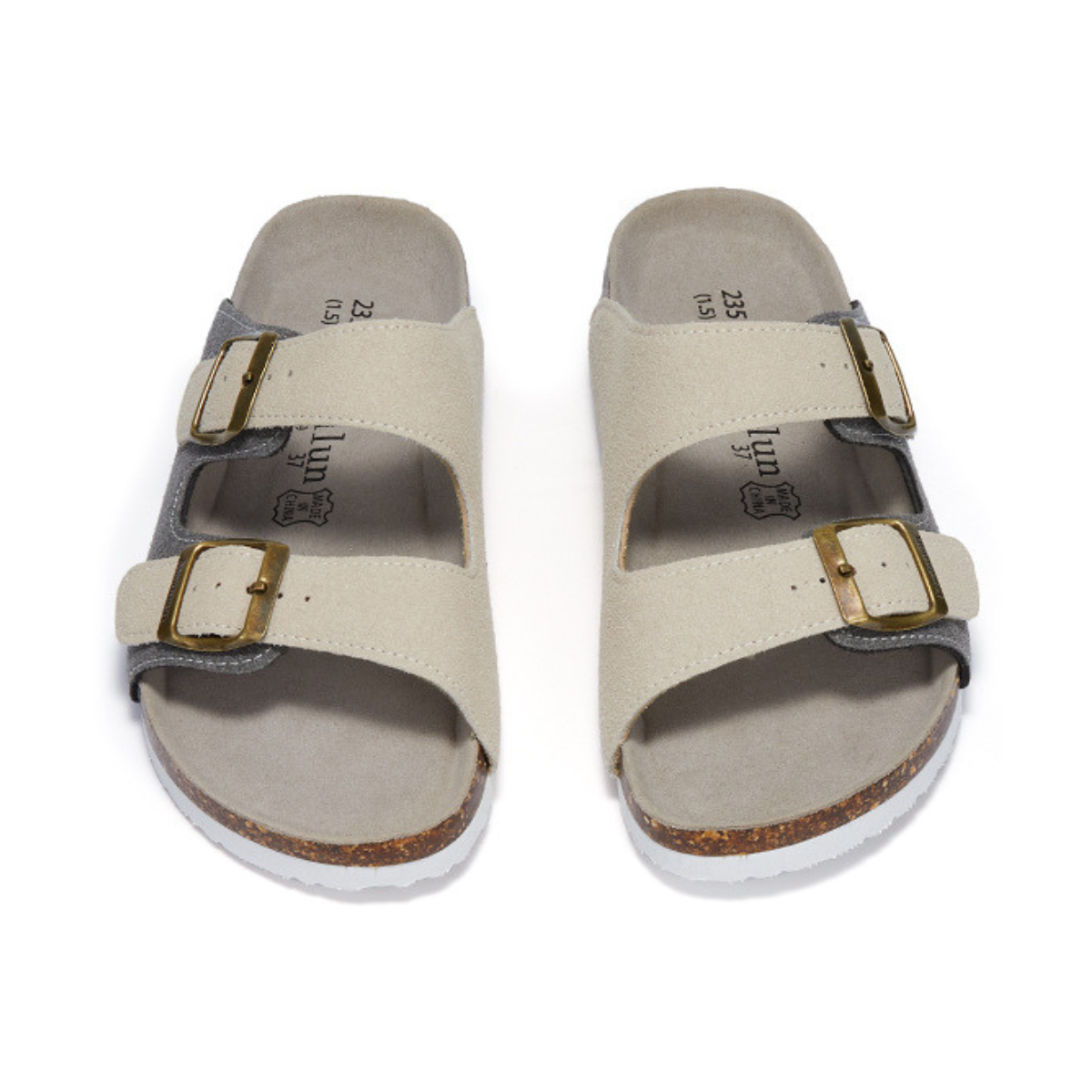 Sandália Birken Maibulun Camurça - Creme e Cinza