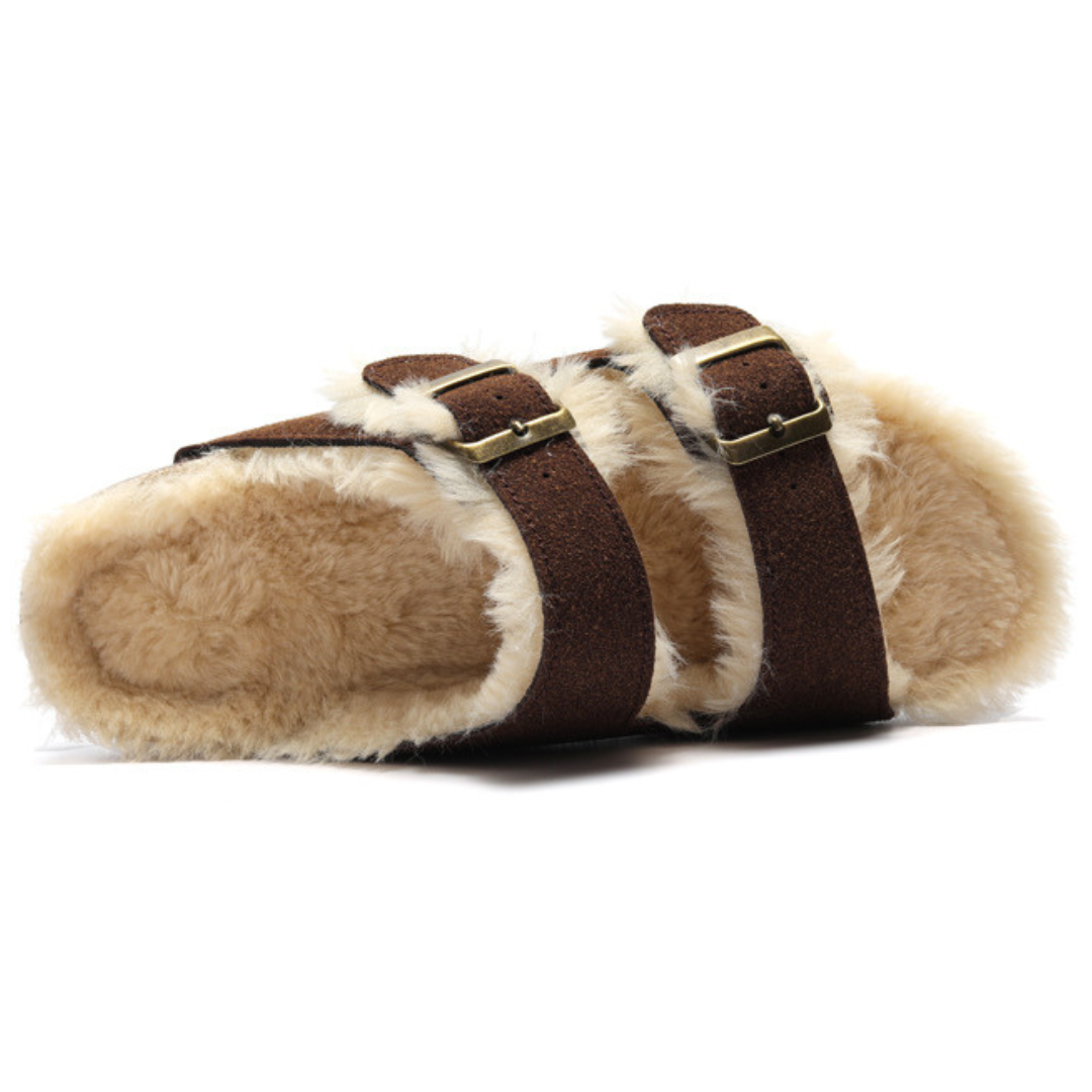 Sandália Birken Fleece - Marrom Escuro