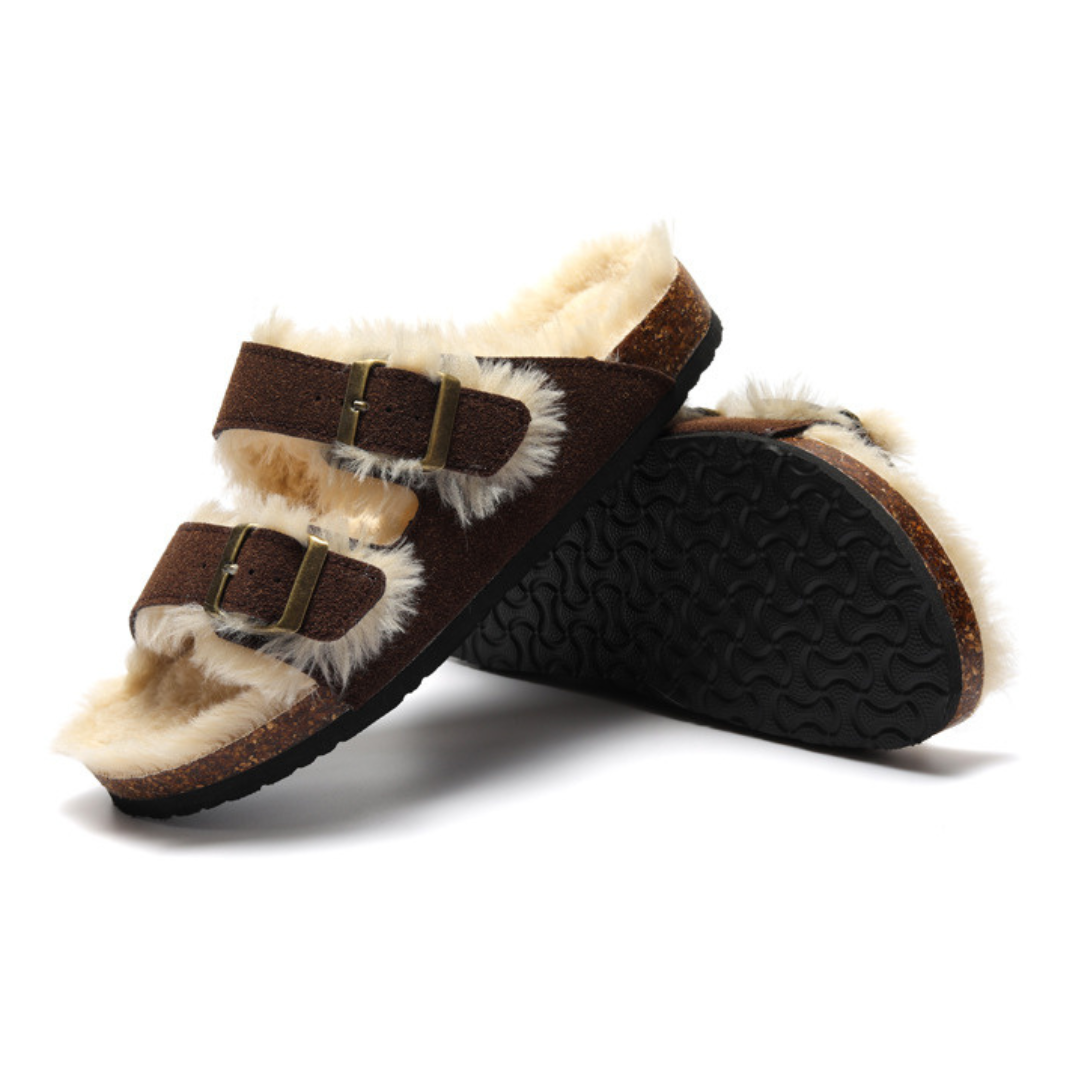 Sandália Birken Fleece - Marrom Escuro