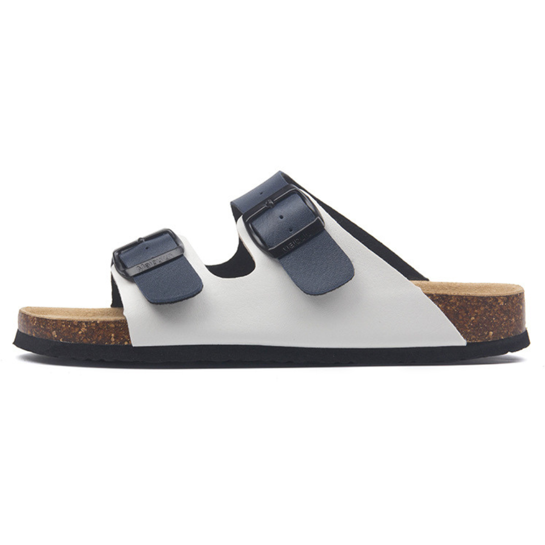 Sandália Birken Maibulun Couro - Branco e Azul